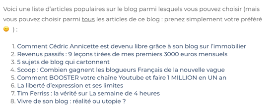 exemple 8 articles populaires blog